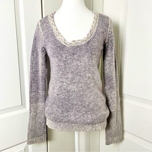 Authentic Replay Angora Wool Blend Scoop Neck Sweater Grayish Purple, Size Large